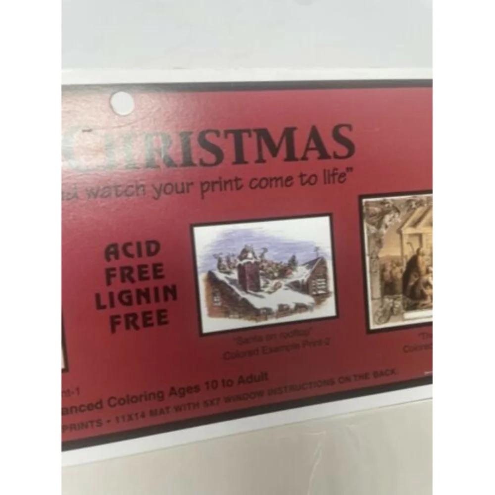 3 Ready To Color Christmas Adult Coloring Matted Pictures‎ Santa On Roof